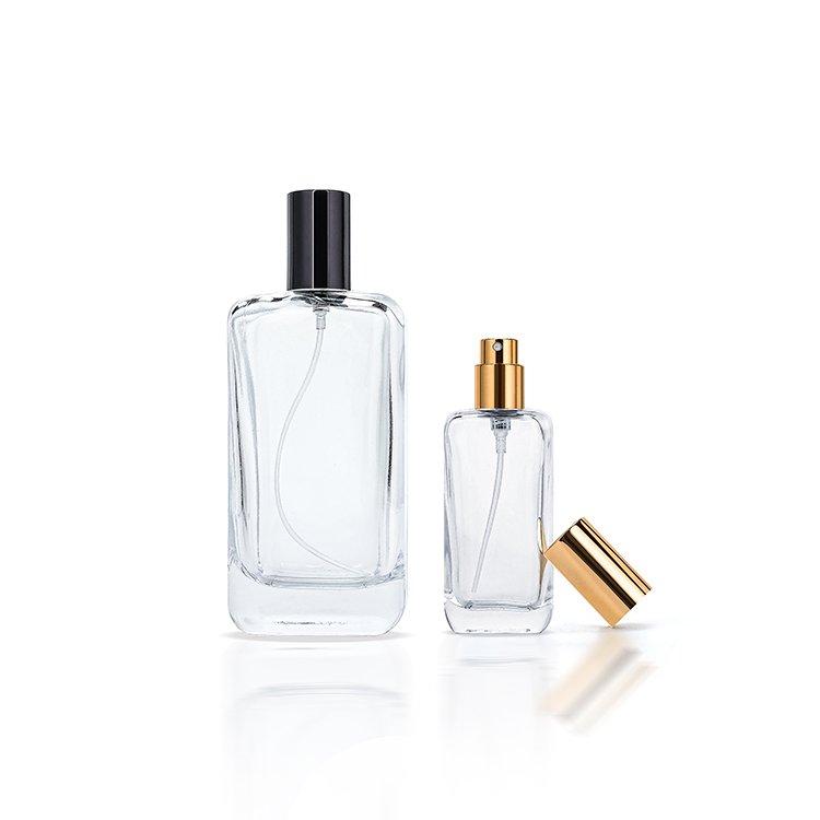 30ml 50ml 100ml Custom Logo Luxury Empty Free Design Women Parfum Packaging Clear Square Spray Glass Perfume Bottle With Cap