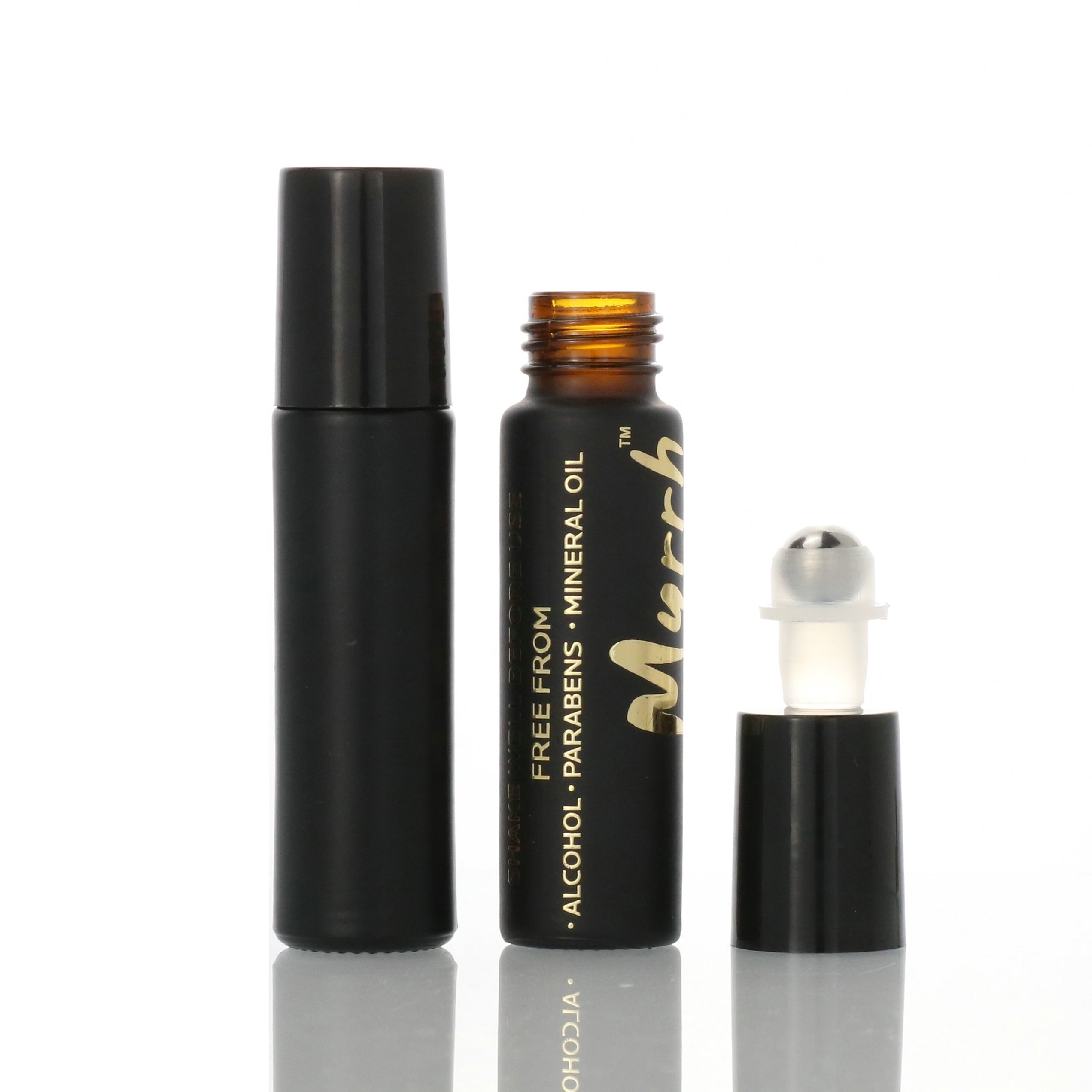 roller bottle 10ml matte black amber blue roll on glass bottles with metal ball 1/3 oz for perfume oil cosmetic packaging