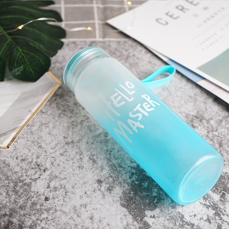 Factory Wholesale Colorful Glass Water Bottles Portable Gradient Creative Frosted Glass Water Bottle Gradient Color