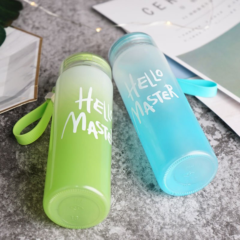 Factory Wholesale Colorful Glass Water Bottles Portable Gradient Creative Frosted Glass Water Bottle Gradient Color