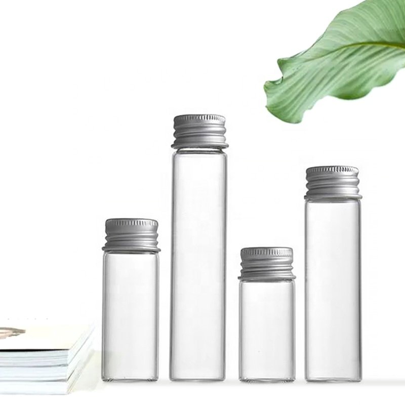 ONO 37mm Diameter High Borosilicate Screw neck Tube Bottle Clear Glass Vial Test Bottle with aluminum lid