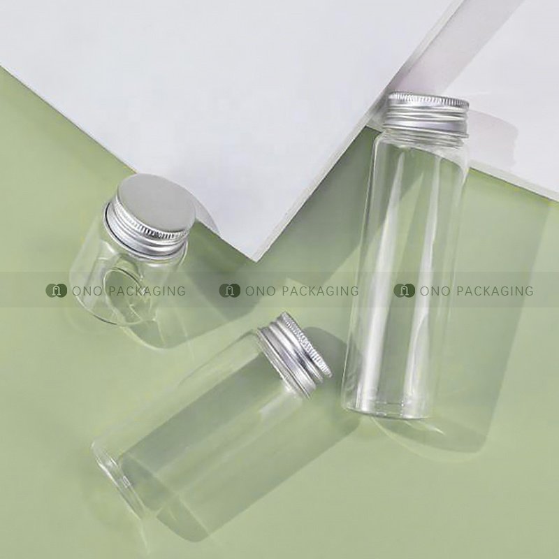 ONO 37mm Diameter High Borosilicate Screw neck Tube Bottle Clear Glass Vial Test Bottle with aluminum lid