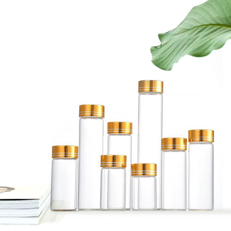 ONO 37mm Diameter High Borosilicate Screw neck Tube Bottle Clear Glass Vial Test Bottle with aluminum lid
