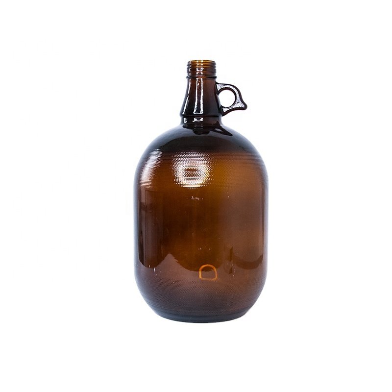 Half Gallon / 1 Gallon Amber Glass Wine Bottles California Fermenting Jug Glass Bottles for Beer Growler Soda with Black Lid
