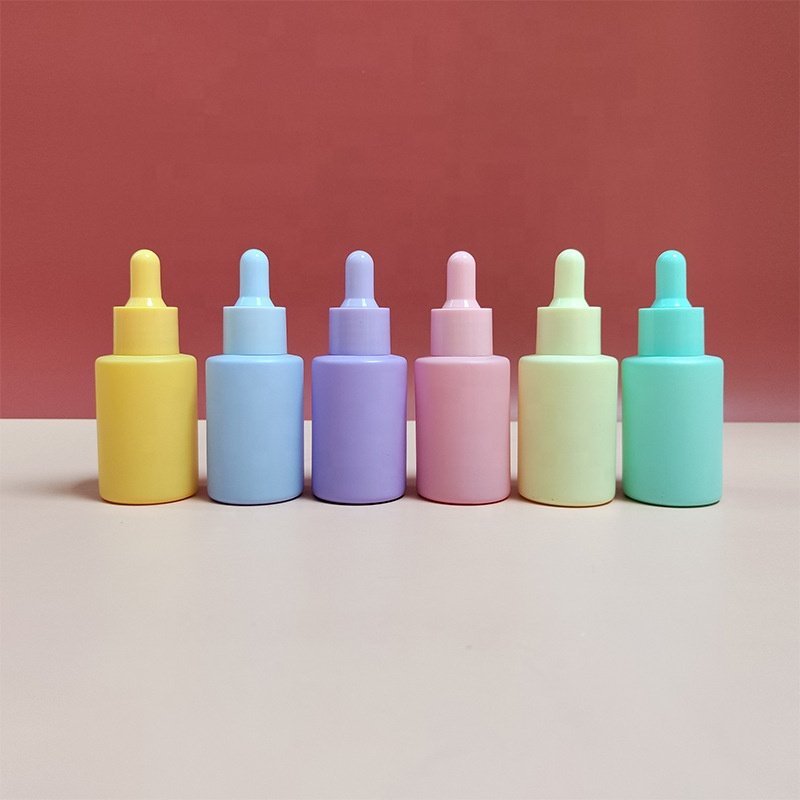 LZ Pack Stock 100pcs Macaron Frosted 30ML Essential Oil Bottle Empty Custom Private Label Oil Dropper Bottles With Custom Box