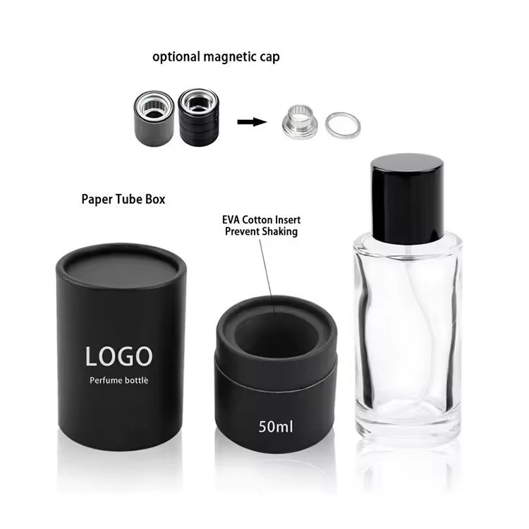 Round Cylinder Clear 30ml 50ml100ml Luxury Perfume Bottle Packaging Parfum Bottles Empty Custom Perfume Bottle With Box