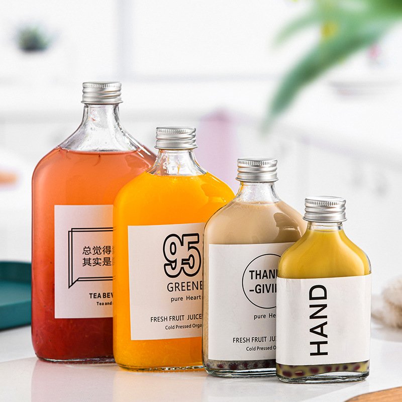 100ml 200ml 250ml 350ml Flat Cold Brew Coffee Glass Bottle Juice Glass Packing Bottle