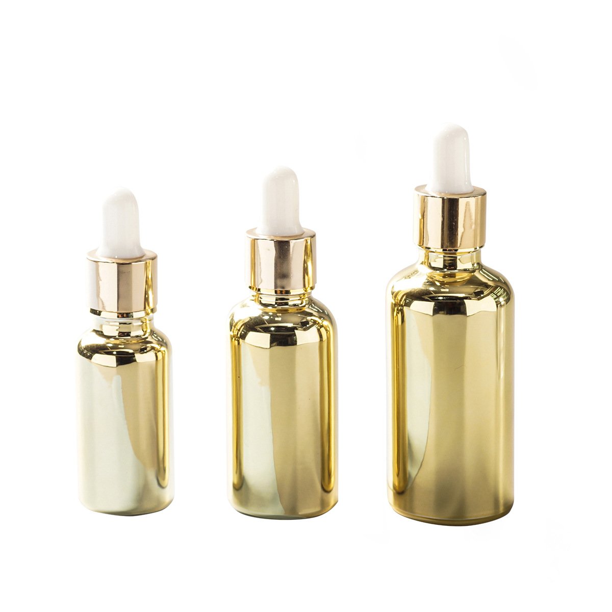Factory Supply 30ml 50ml Electroplating Sub-packing Small Gold Bottle Gold-plated Dropper Essential Oil Glass Bottle
