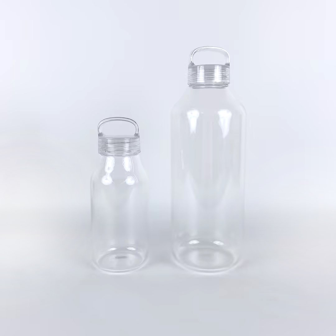 300ml 500ml 900ml Glass Bottle with To Go Lid Mini Clear Water Bottle for Cold and Hot Coffee Milk Customized Logo Gift Bottle