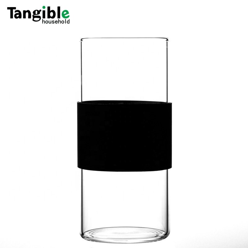 BPA free Tangible high borosilicate glass tumbler glass water bottle custom logo with bamboo lid