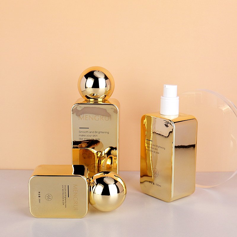 30g 50g 30ml 100ml 120ml Gold Glass Bottle With Lotion Pump Glass Jar Cosmetic For Sunscreen Cream Package