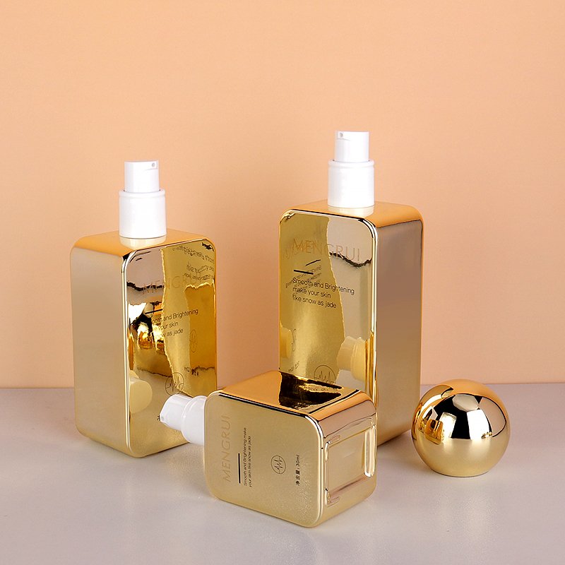 30g 50g 30ml 100ml 120ml Gold Glass Bottle With Lotion Pump Glass Jar Cosmetic For Sunscreen Cream Package