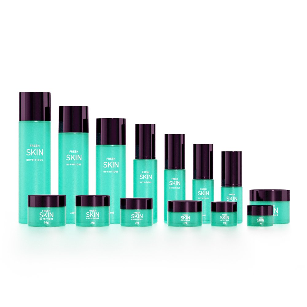 Custom print skincare pump bottle packaging frosted luxury empty glass cream jar lotion serum cosmetic bottle set