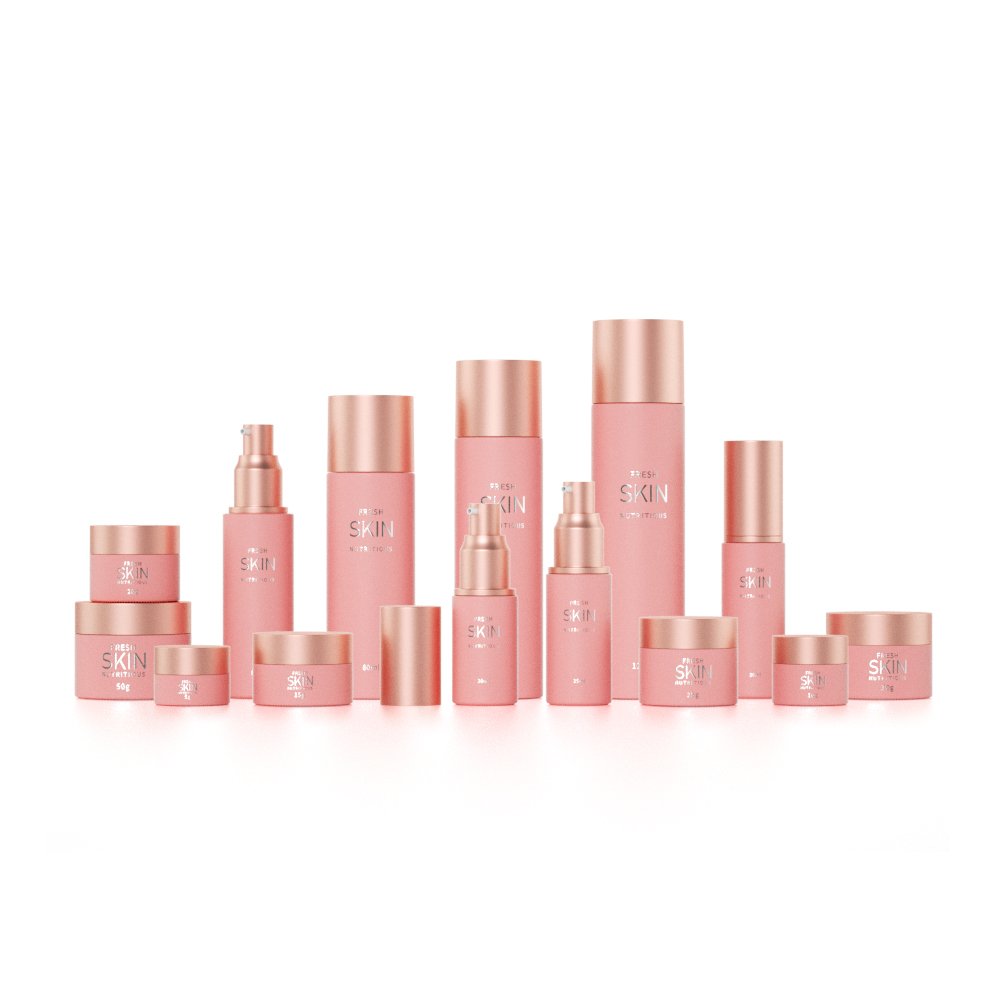 Custom print skincare pump bottle packaging frosted luxury empty glass cream jar lotion serum cosmetic bottle set