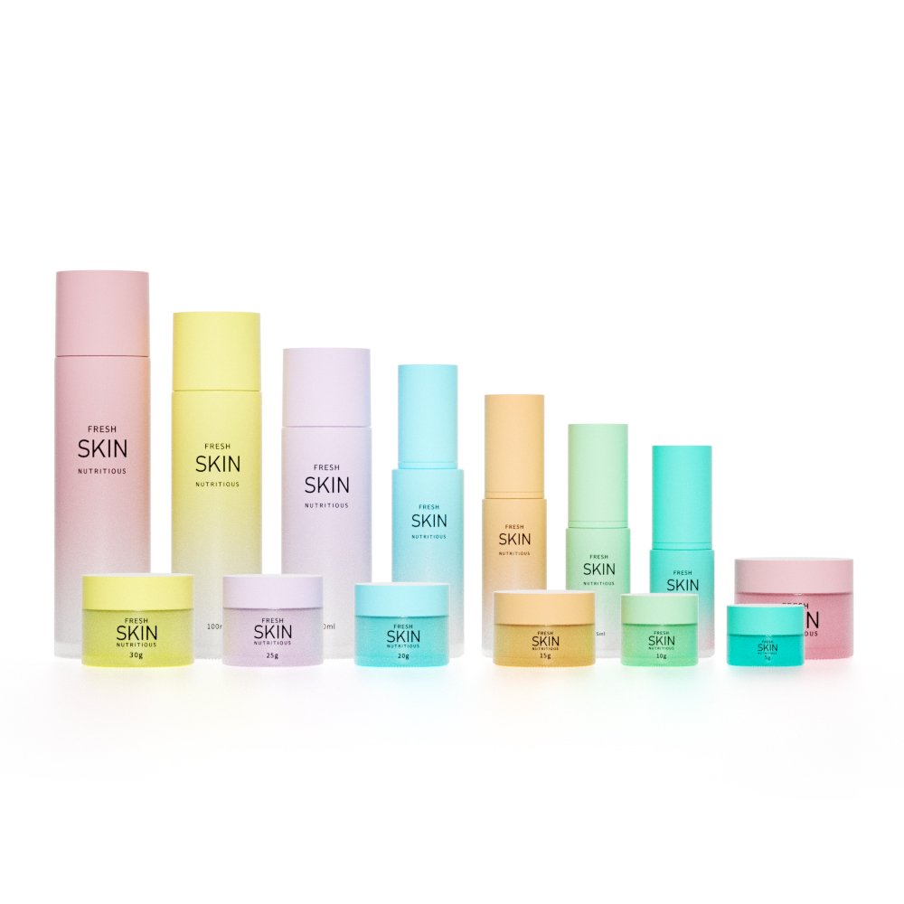 Custom print skincare pump bottle packaging frosted luxury empty glass cream jar lotion serum cosmetic bottle set