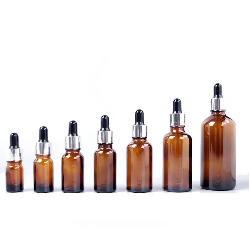 Refillable Round Amber Bottle Transparent Boston Serum Glass Dropper Bottles Bouteille Verre Essential Oil 5ml 10ml 20ml 30ml