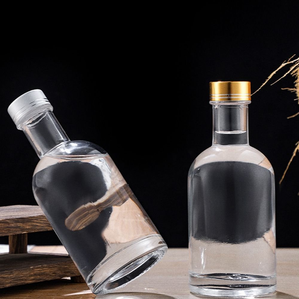 Mini Small Glass Bottle For Beverage Juice Whisky 200ml Gift Wine Bottle With Aluminium Lid
