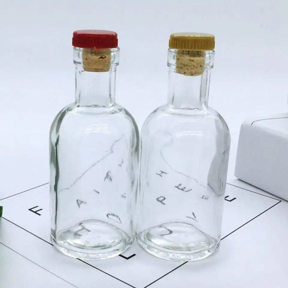 Mini Small Glass Bottle For Beverage Juice Whisky 200ml Gift Wine Bottle With Aluminium Lid