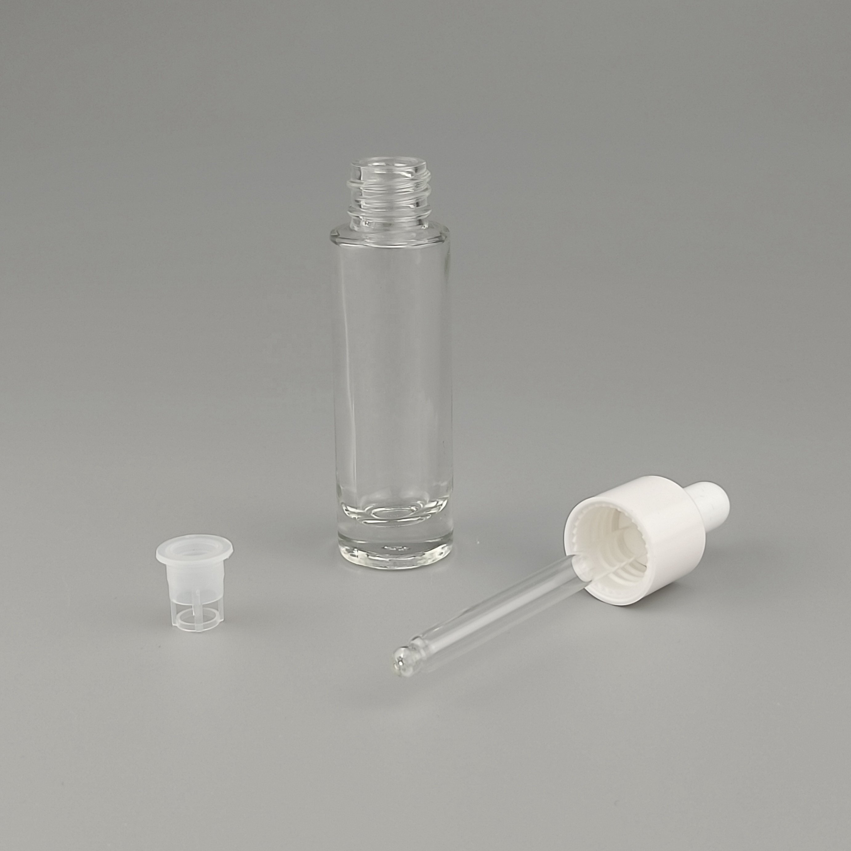 dropper glass bottle 15 ml empty cosmetic dropper bottle clear glass serum bottle dropper 18 mm white cap