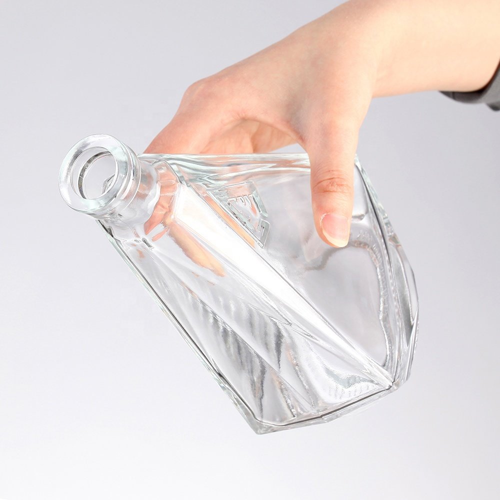 Glass bottle Manufacture customized unique 700ml 750ml vodka tequila rum spirit whisky glass bottle