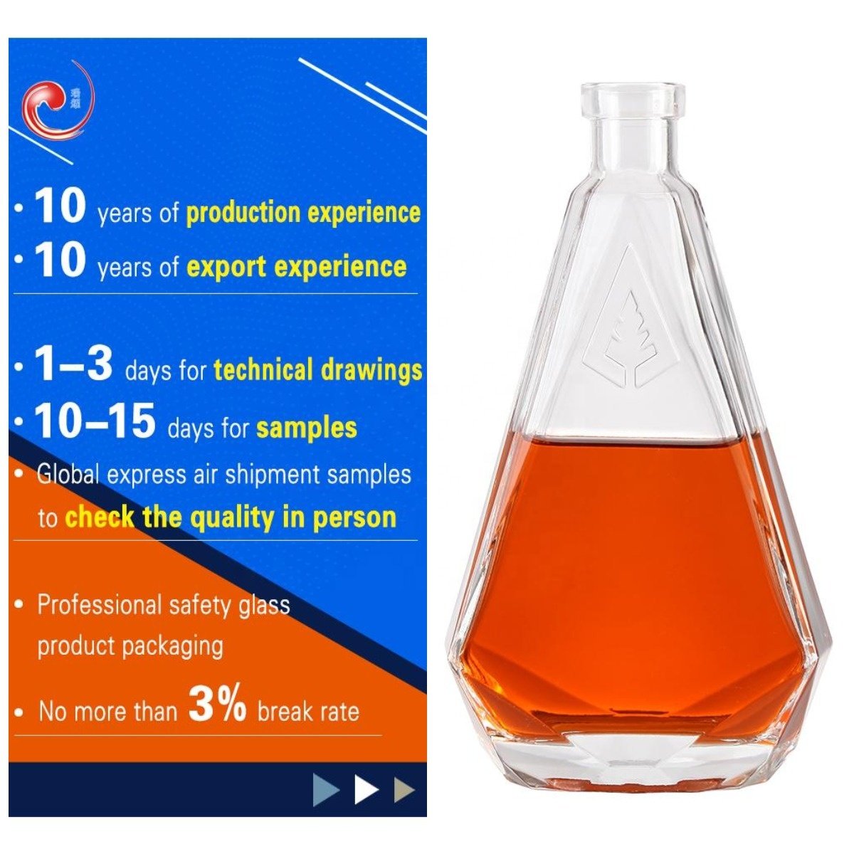 Glass bottle Manufacture customized unique 700ml 750ml vodka tequila rum spirit whisky glass bottle