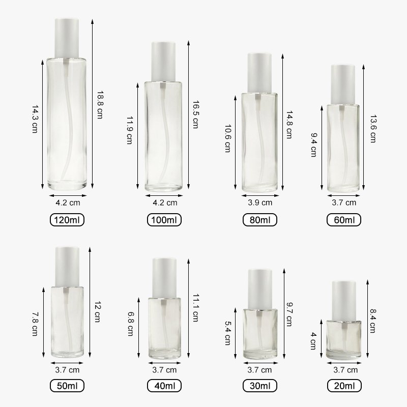 luxury cosmetic stick bottle glass body oil transparent pump bottle skincare sets packaging low moq