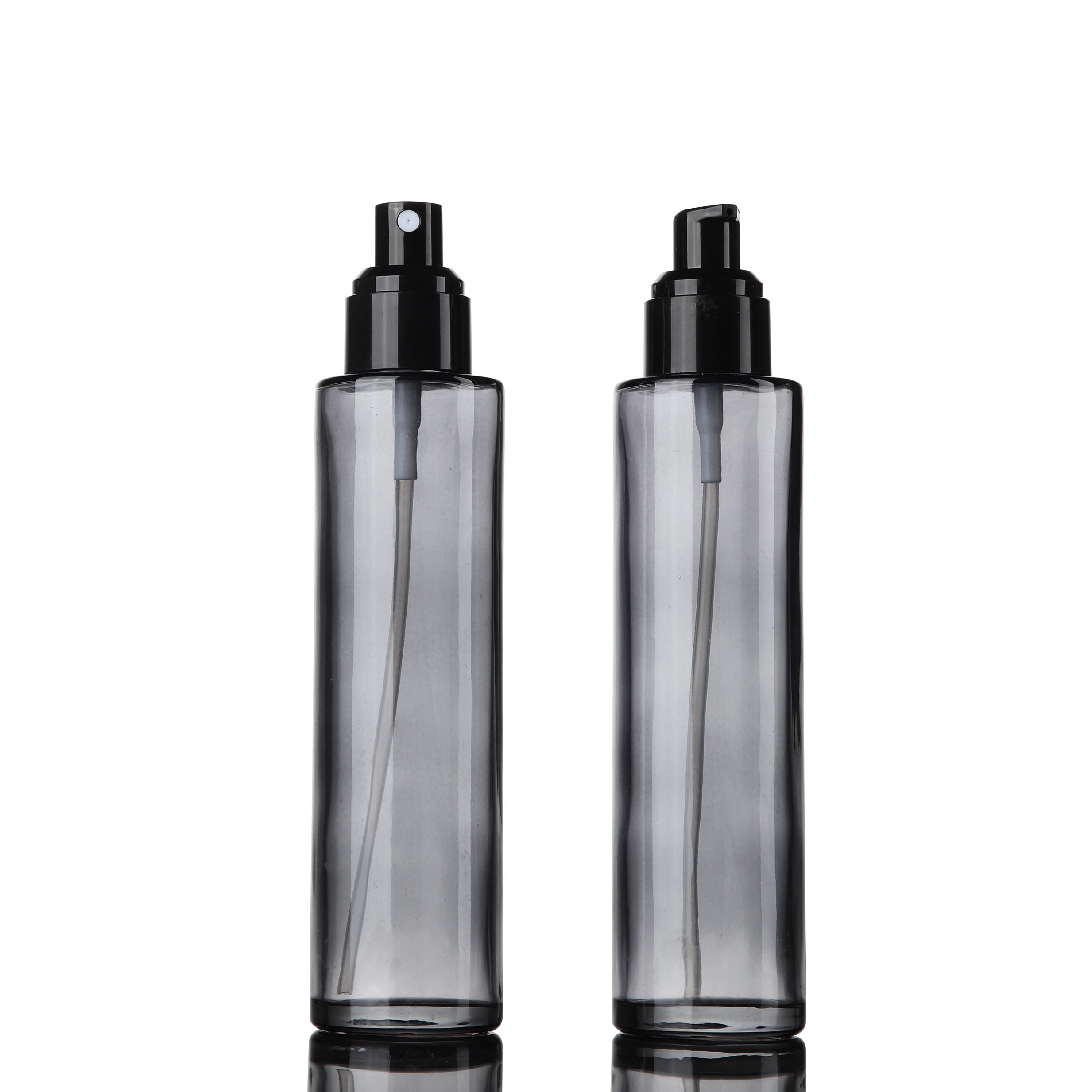 20ml 30ml (1 oz) 40ml 60ml (2 oz) 80ml 100ml 120ml (4 oz) Matte Glass Cosmetic Bottle with Spray Lotion Pump Black Lid for Serum