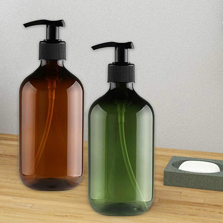 150ml 250ml 500ml Amber Plastic Spray Pump Bottle Glass Bottles Set Container for Lotion Shampoo Cream
