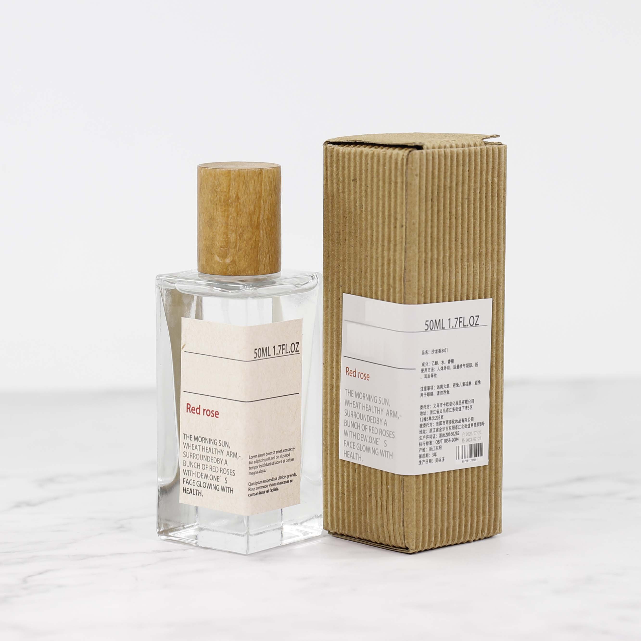 Wholesale Customized Wooden Cap Spray Perfume Glass BottFor Salele 50ml Perfume Bottles