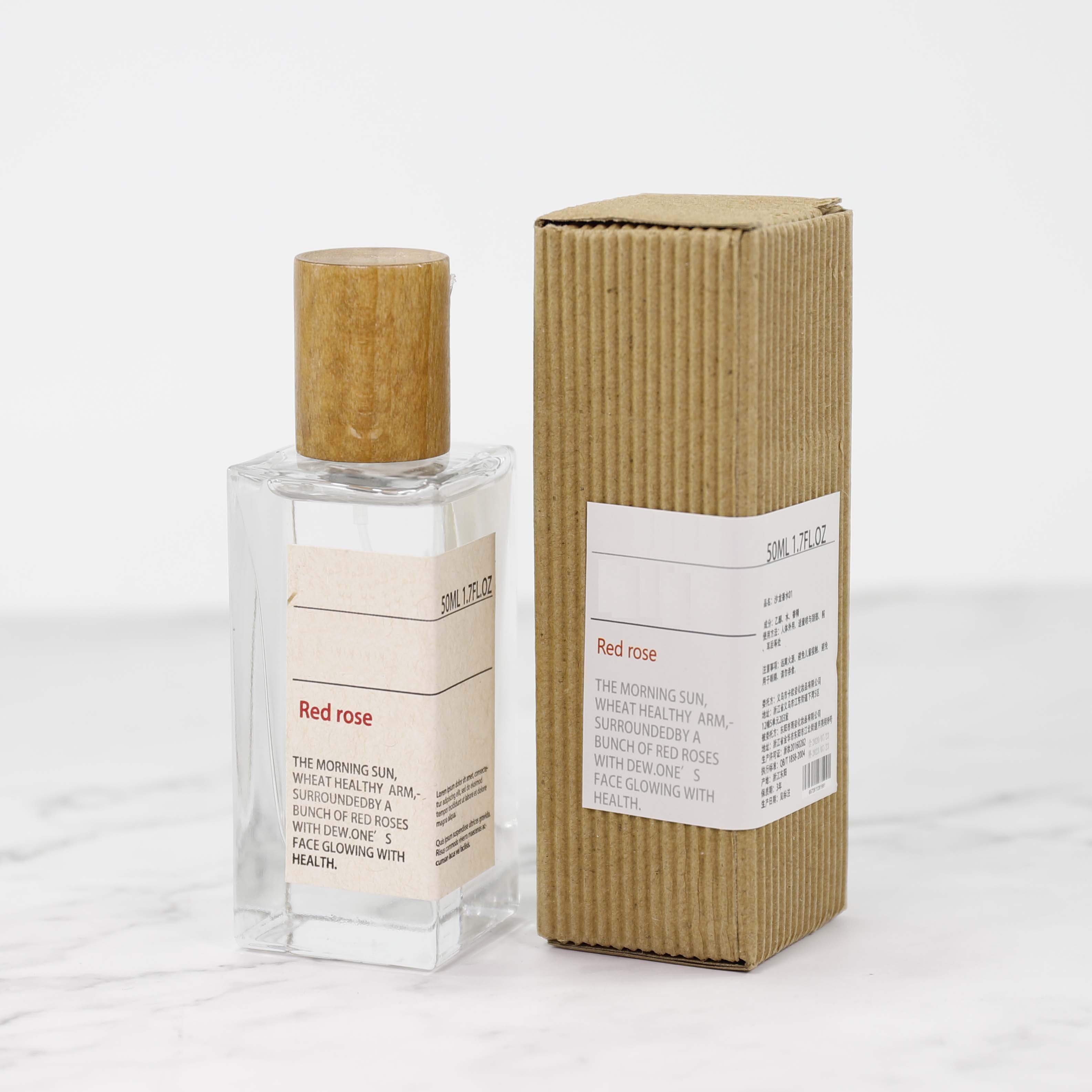 Wholesale Customized Wooden Cap Spray Perfume Glass BottFor Salele 50ml Perfume Bottles