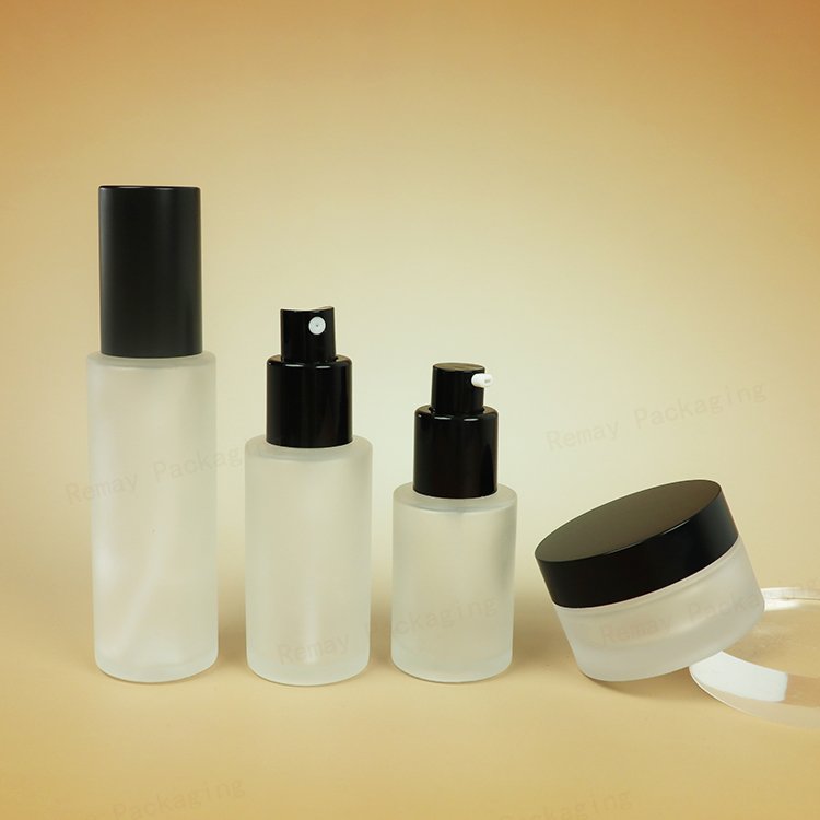 professional manufacturer frosted glass 60ml emulsion spray bottle 120ml glass bottle with pump cosmetic packaging glass bottle
