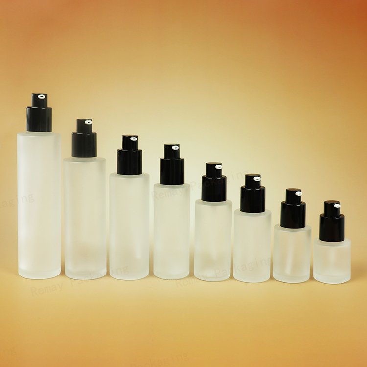 professional manufacturer frosted glass 60ml emulsion spray bottle 120ml glass bottle with pump cosmetic packaging glass bottle