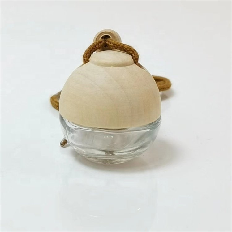 New Amber Glass Car Perfume Bottle 30ml Empty Wood Diffuser Air Freshener Essential Oils Packaging Hangable Label Surface