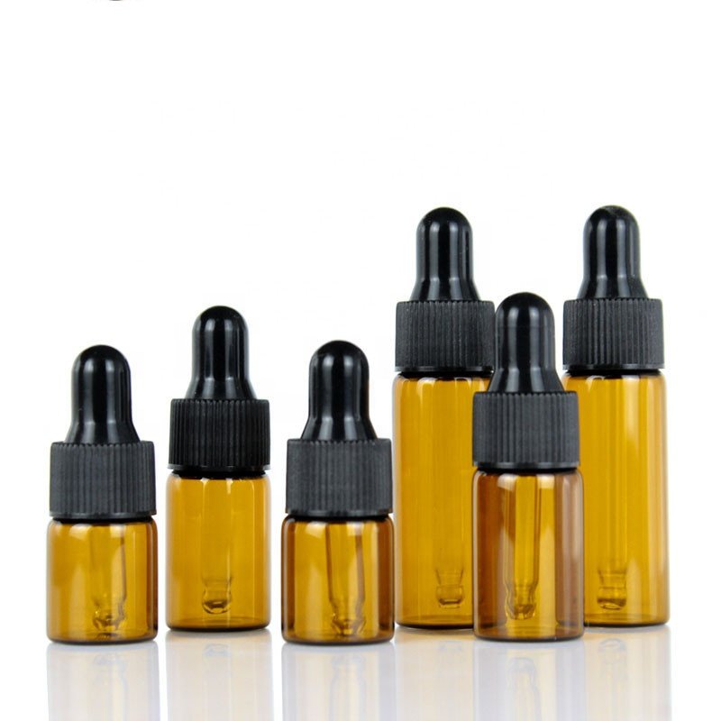 1ml 2ml 3ml 5ml 10ml Amber Brown Glass Bottle Sample Perfume Fragrance Vial Small Essential Oil Bottle with Glass Eye Dropper