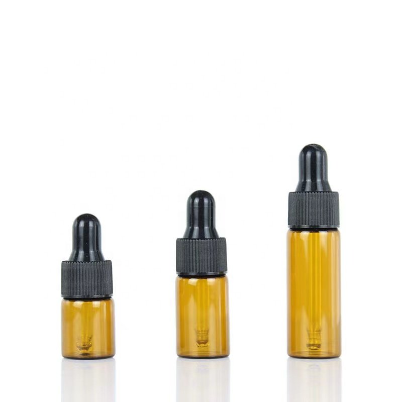 1ml 2ml 3ml 5ml 10ml Amber Brown Glass Bottle Sample Perfume Fragrance Vial Small Essential Oil Bottle with Glass Eye Dropper