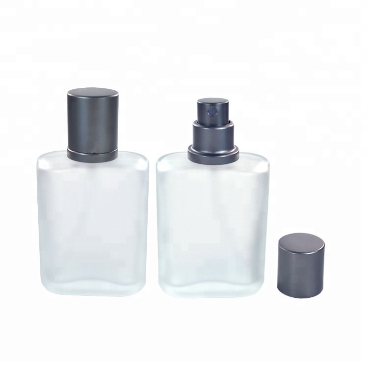 Luxury reusable 30ml 50ml 100ml clear frosted clear glass perfume bottle with sprayer pump cap