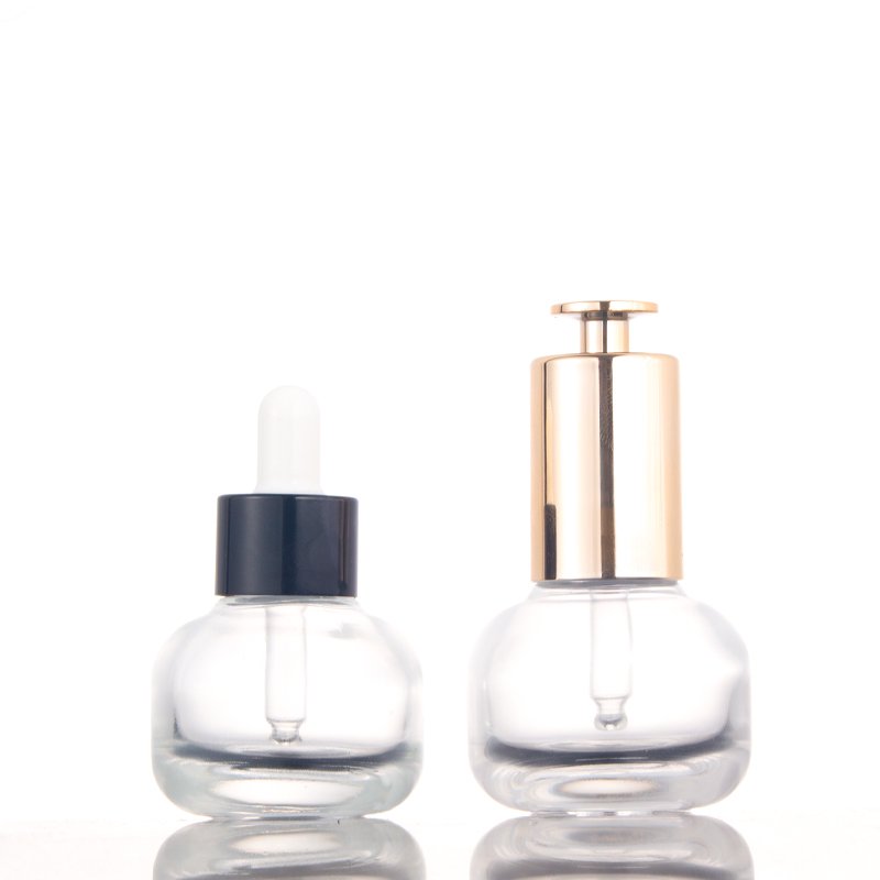 Cosmetic packaging 30ml transparent clear round ball shape essential oil packaging serum dropper glass bottles