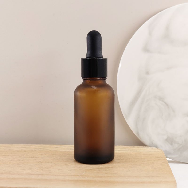 30ml frosted glass dropper bottle amber blue green with box for Hair oil Serum packaging