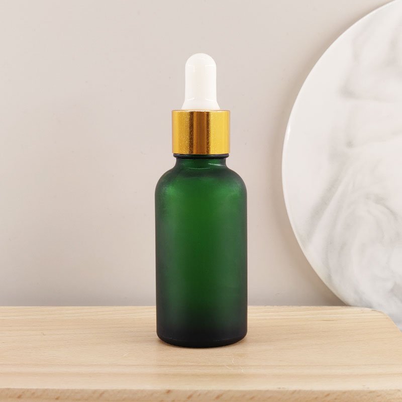30ml frosted glass dropper bottle amber blue green with box for Hair oil Serum packaging