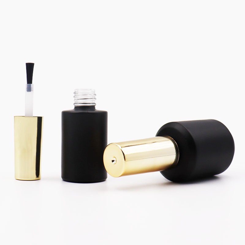 Wholesale Empty 15ml Amber Matte Black Glass Gel Nail Polish Bottle with Brush
