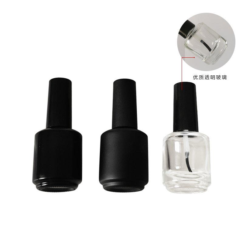 Wholesale Empty 15ml Amber Matte Black Glass Gel Nail Polish Bottle with Brush
