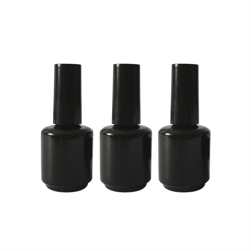 Wholesale Empty 15ml Amber Matte Black Glass Gel Nail Polish Bottle with Brush