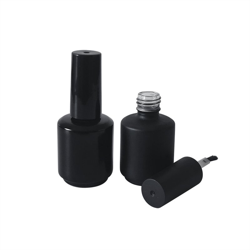 Wholesale Empty 15ml Amber Matte Black Glass Gel Nail Polish Bottle with Brush