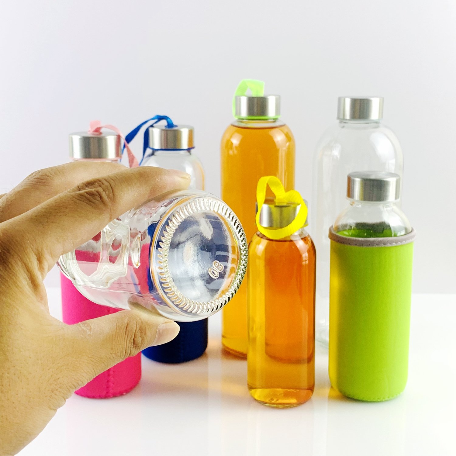 Wholesale 250ml 300ml 420ml 500ml 750ml 1000ml clear round drinking glass water bottle Free Sample
