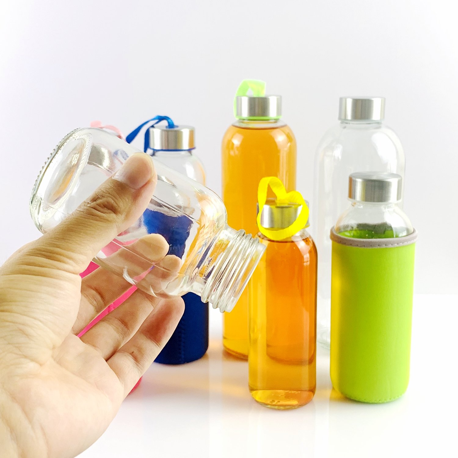 Wholesale 250ml 300ml 420ml 500ml 750ml 1000ml clear round drinking glass water bottle Free Sample