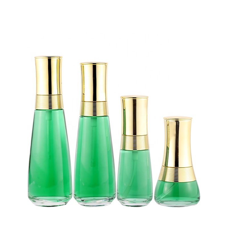 Hot selling Cream cream bottle glass bottle cosmetics 50 100 ml green luxury bottle