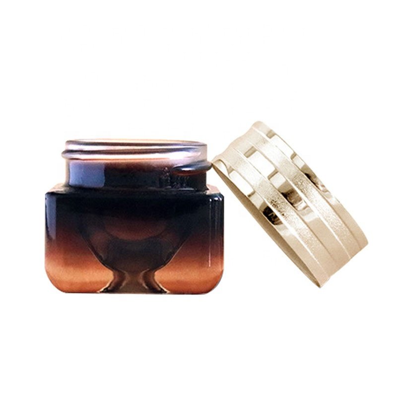 20ml 30ml 60ml Gradient Amber color Skin Care Serum Dropper Bottle Facial Cream Jar 30g Square Lotion Glass Bottle with Pump Cap