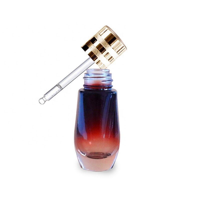 20ml 30ml 60ml Gradient Amber color Skin Care Serum Dropper Bottle Facial Cream Jar 30g Square Lotion Glass Bottle with Pump Cap