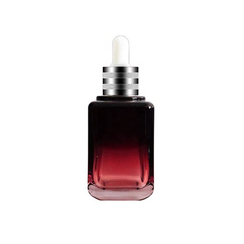 20ml 30ml 60ml Gradient Amber color Skin Care Serum Dropper Bottle Facial Cream Jar 30g Square Lotion Glass Bottle with Pump Cap