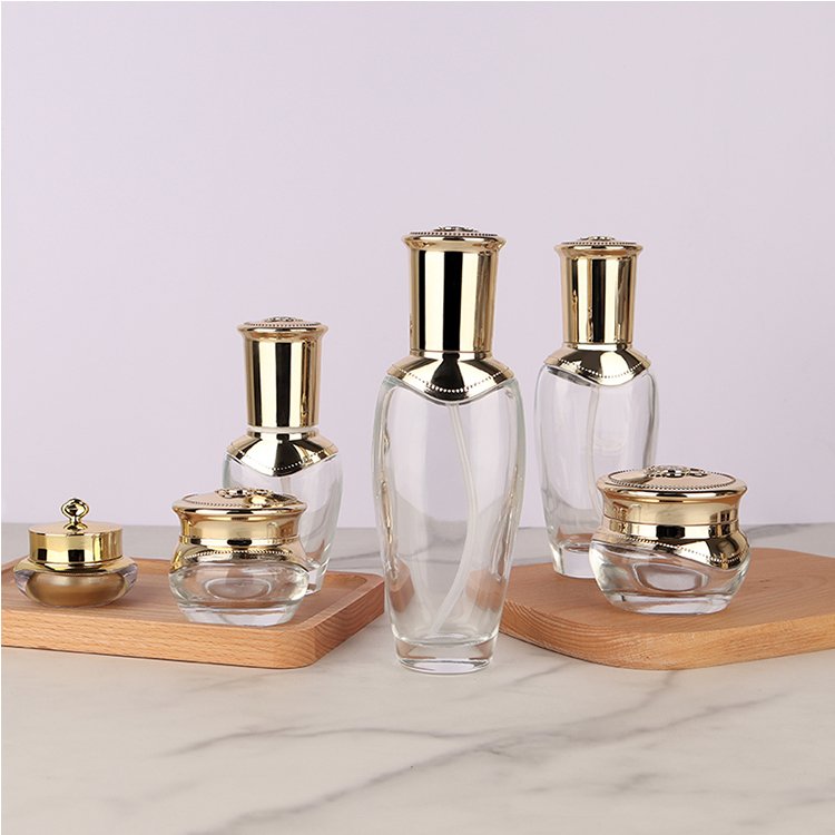 Customized Cosmetic bottle face cream jar Luxury cosmetic cream lotion facial wash bottle Cream glass jar glass jars with lids